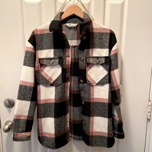 H&M Plaid Flannel Fleece Shirt Jacket